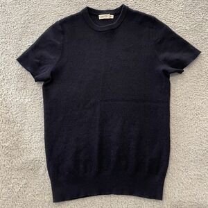 Suitsupply 100% Merino Wool Sweater Top Womens Medium Navy Knit Short Sleeve